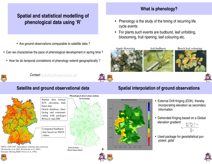spatial and statistical modelling of