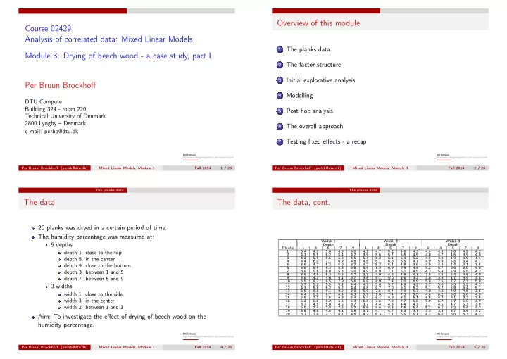 overview of this module course 02429 analysis of
