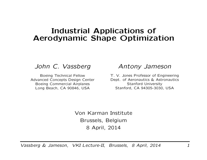 industrial applications of aerodynamic shape optimization