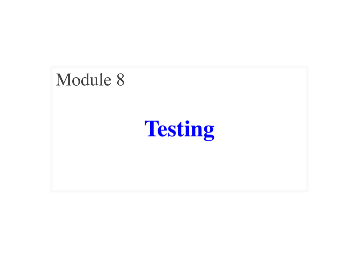 testing basic concepts