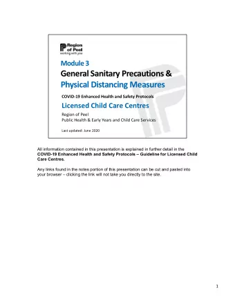 General Sanitary Precautions &amp;  Physical Distancing Measures  COVID-19 Enhanced Health and