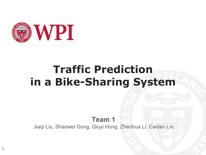 traffic prediction in a bike sharing system