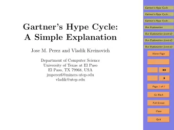 Gartners Hype Cycle:  Our Explanation  Our Explanation (cont-d)  A Simple Explanation  Our