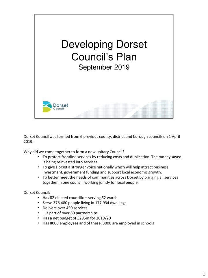 developing dorset council s plan