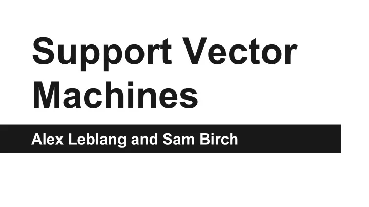 support vector machines
