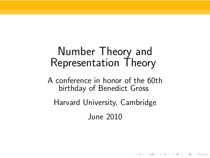 number theory and representation theory