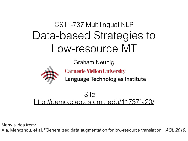 data based strategies to low resource mt