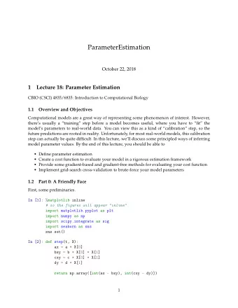 ParameterEstimation  October 22, 2018  1  Lecture 18: Parameter Estimation  CBIO (CSCI) 4835/6835:
