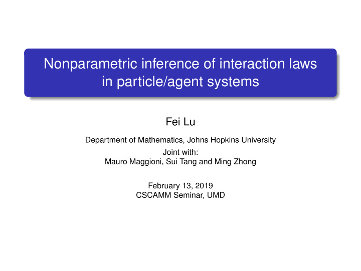 nonparametric inference of interaction laws in particle
