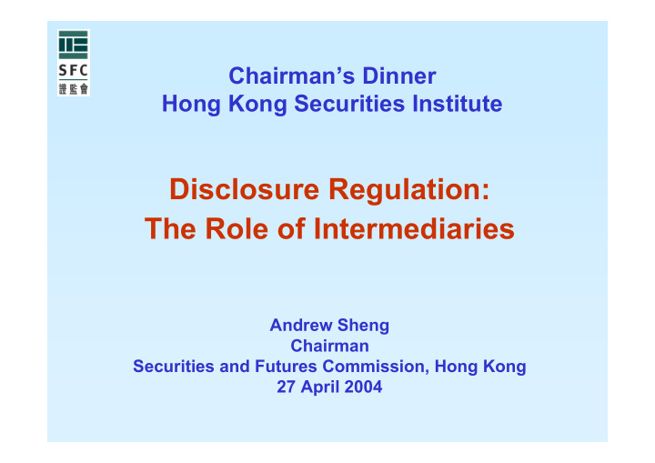 disclosure regulation the role of intermediaries