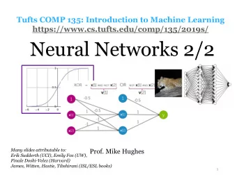 Neural Networks 2/2  Many slides attributable to:  Prof. Mike Hughes  Erik Sudderth (UCI), Emily