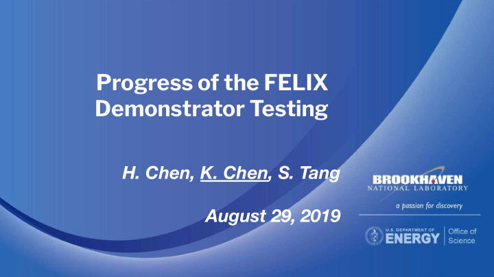 progress of the felix demonstrator testing