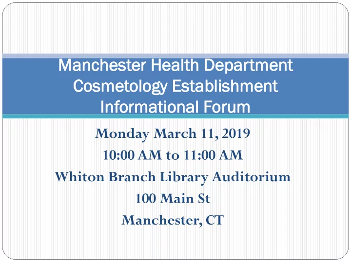 manchest nchester er hea ealth lth depa epartm tment ent