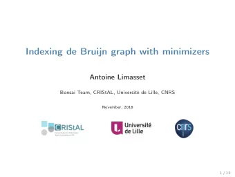 Indexing de Bruijn graph with minimizers  Antoine Limasset  Bonsai Team, CRIStAL, Universit de