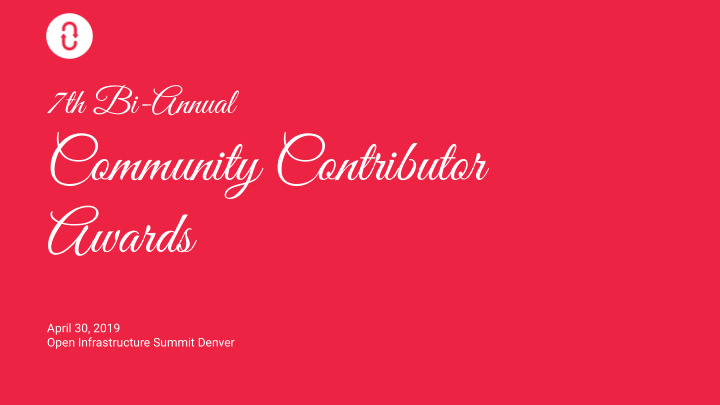 community contributor awards