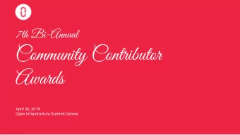 Community Contributor  Awards  April 30, 2019  Open Infrastructure Summit Denver  The Does