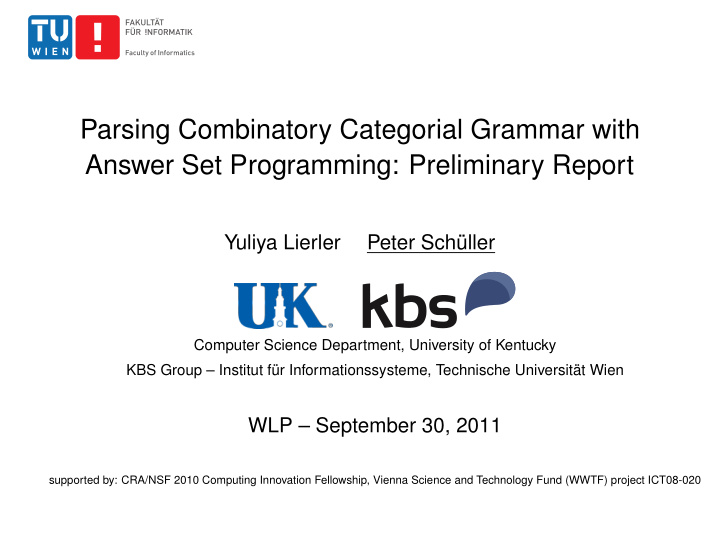 parsing combinatory categorial grammar with answer set