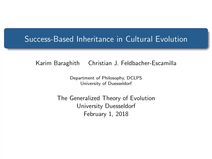success based inheritance in cultural evolution