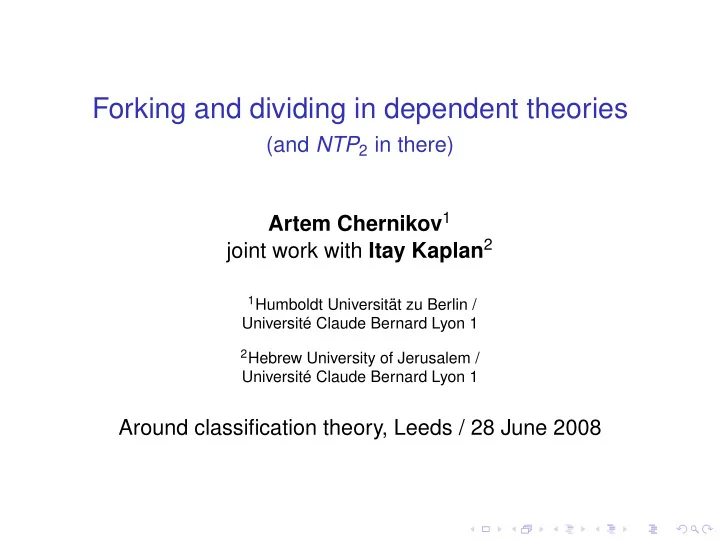 forking and dividing in dependent theories