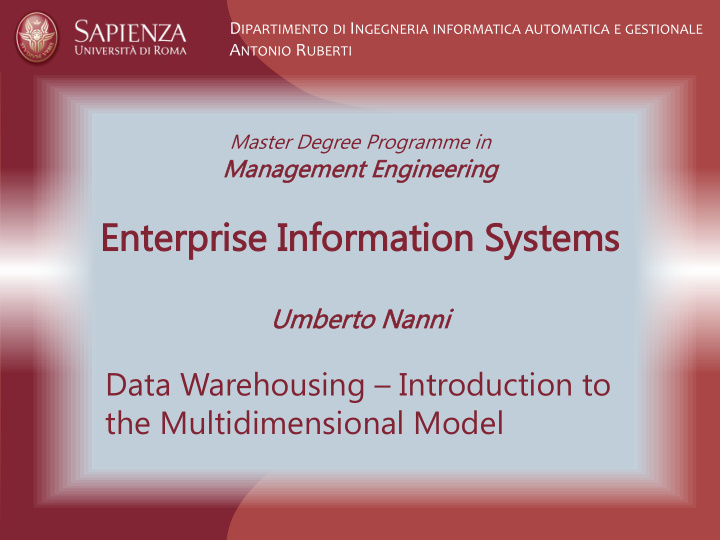 enterprise en erprise in information formation sys ystems