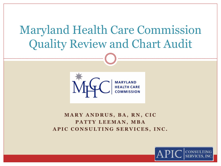 maryland health care commission quality review and chart