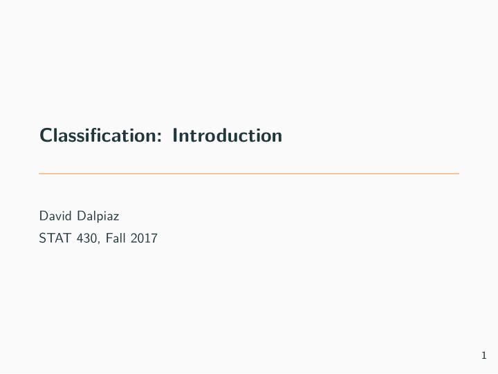 classification introduction