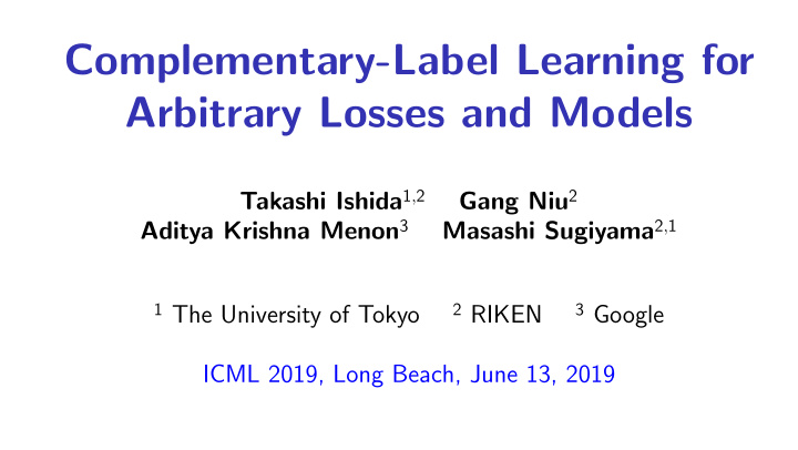 complementary label learning for arbitrary losses and