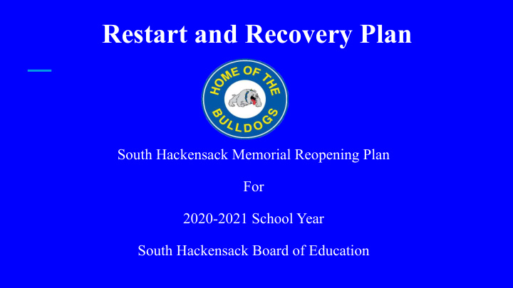 restart and recovery plan