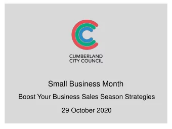 Small Business Month  Boost Your Business Sales Season Strategies  29 October 2020  Boost Your