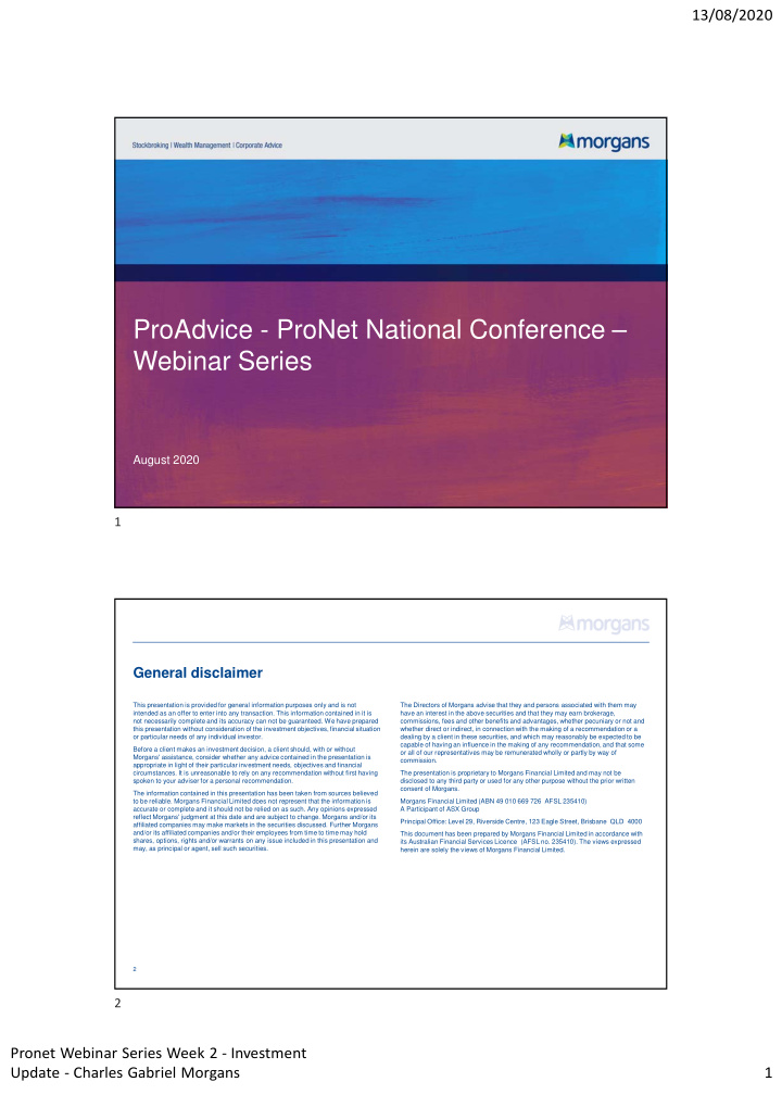 proadvice pronet national conference webinar series