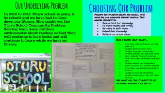 Choosing Our Problem  In 2016 to 2017, Oturu school is going to  Parents and students helped the