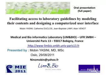 Oral presentation  (full paper)  MIE  2011,  Mobin  YASINI      1    MIE