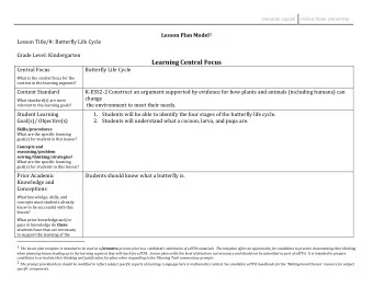 Learning Central Focus  Central Focus  Butterfly Life Cycle  What is the central focus for the