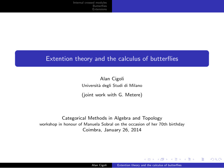 extention theory and the calculus of butterflies