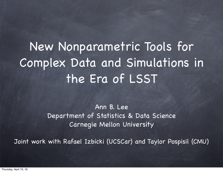 new nonparametric tools for complex data and simulations