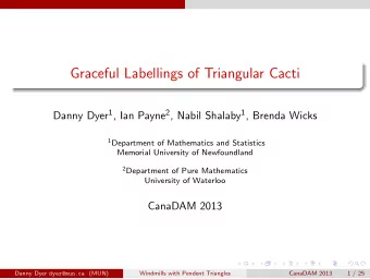 Graceful Labellings of Triangular Cacti Danny Dyer 1 , Ian Payne 2 , Nabil Shalaby 1 , Brenda Wicks