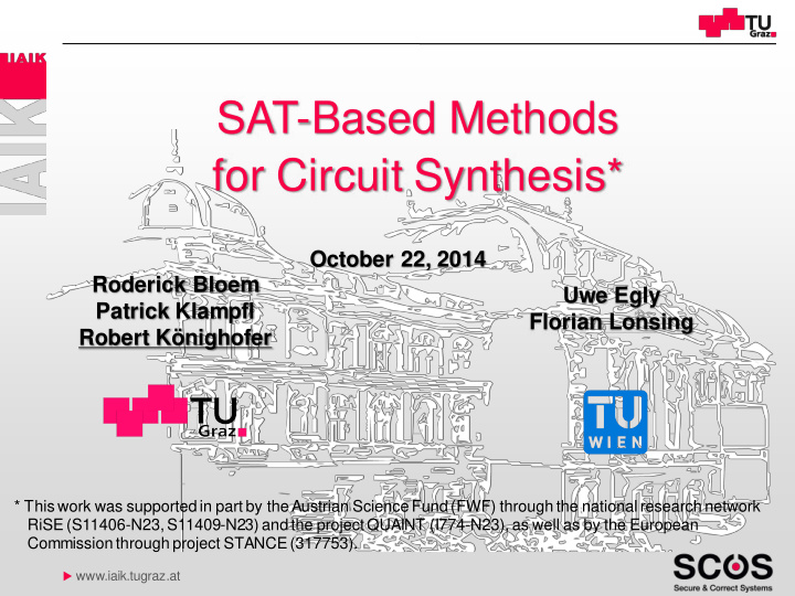 sat based methods for circuit synthesis
