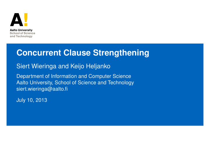 concurrent clause strengthening