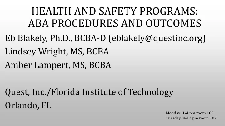 health and safety programs