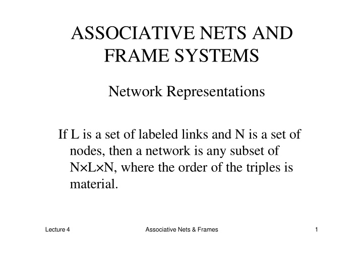 associative nets and frame systems