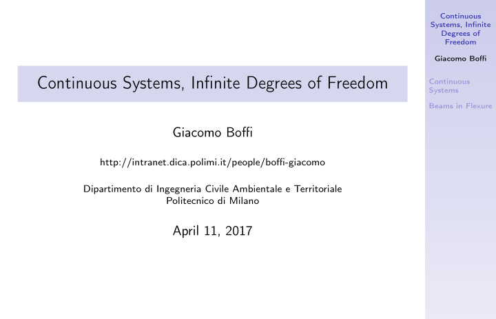 continuous systems infinite degrees of freedom