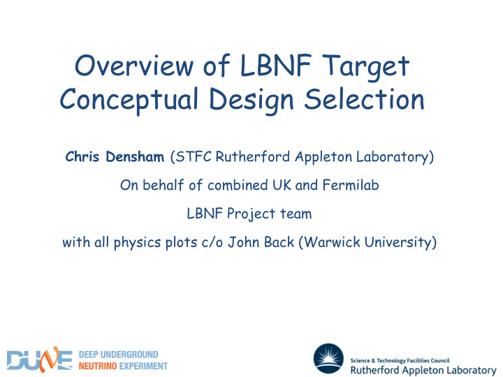 overview of lbnf target conceptual design selection