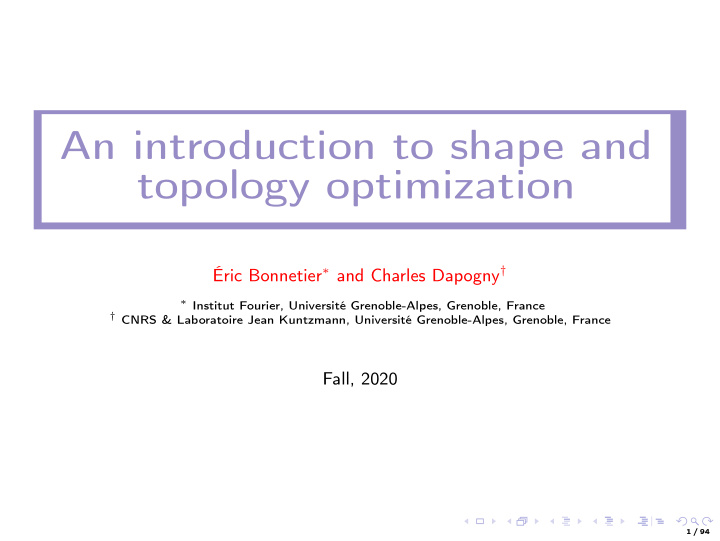 an introduction to shape and topology optimization