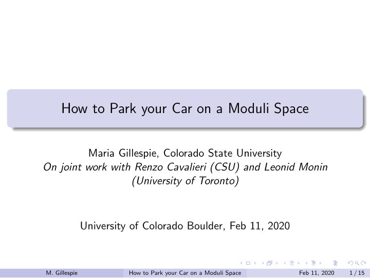 how to park your car on a moduli space