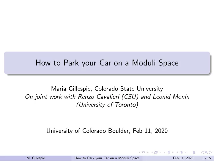 how to park your car on a moduli space