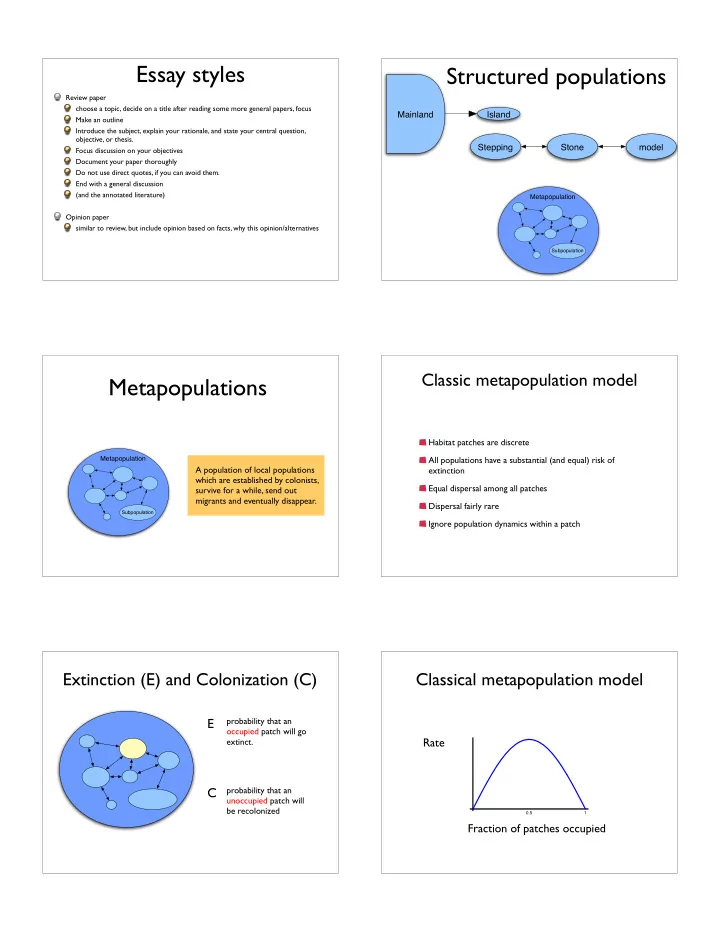essay styles structured populations