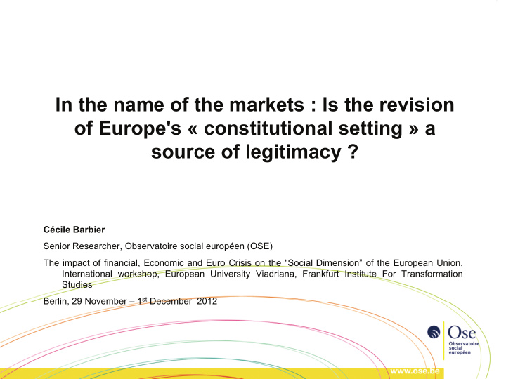in the name of the markets is the revision of europe s