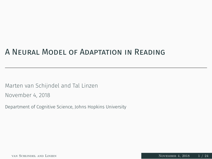 a neural model of adaptation in reading