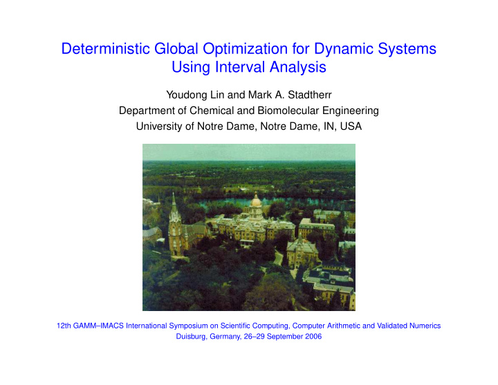deterministic global optimization for dynamic systems