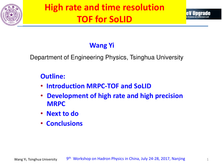 high rate and time resolution tof for solid